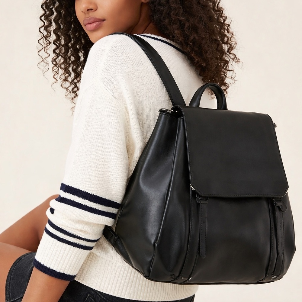 Black Leather Men's Women’s Backpack new without tags